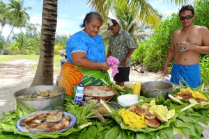true tahitian meal with Maiao's residents